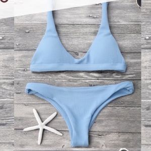 Light Blue Scoop Bikini Set